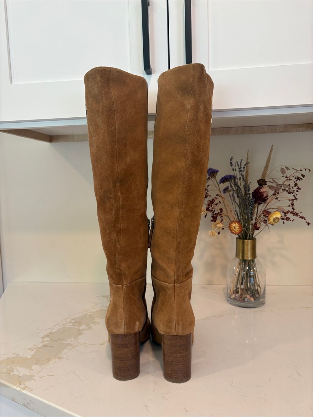 Kate Spade Helena Cognac Suede Over-The-Knee Block Heel Boots - Picture 4 of 8